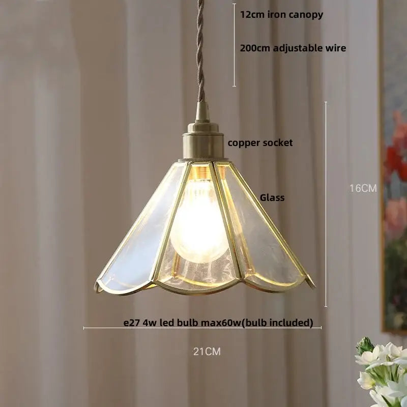 Modern teal & amber copper glass led pendant lamp dining room