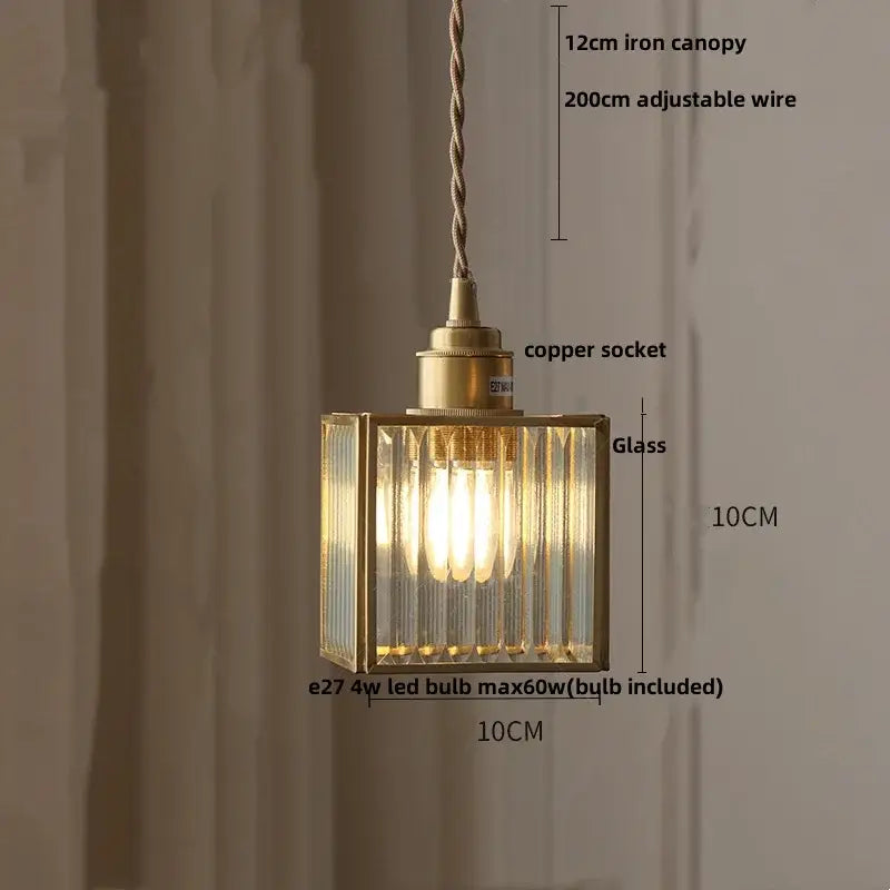 Modern teal & amber copper glass led pendant lamp dining room