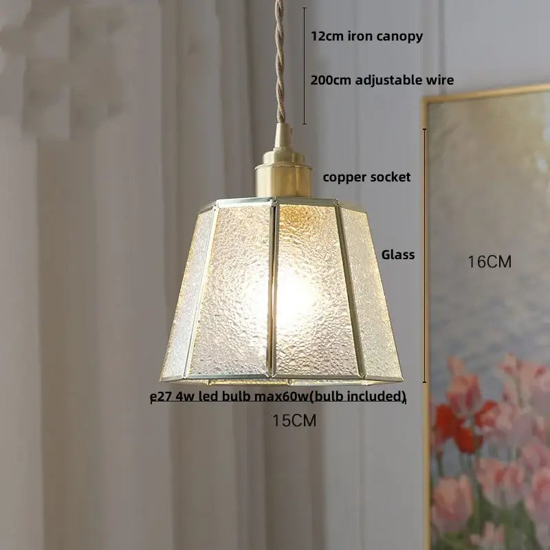 Modern teal & amber copper glass led pendant lamp dining room