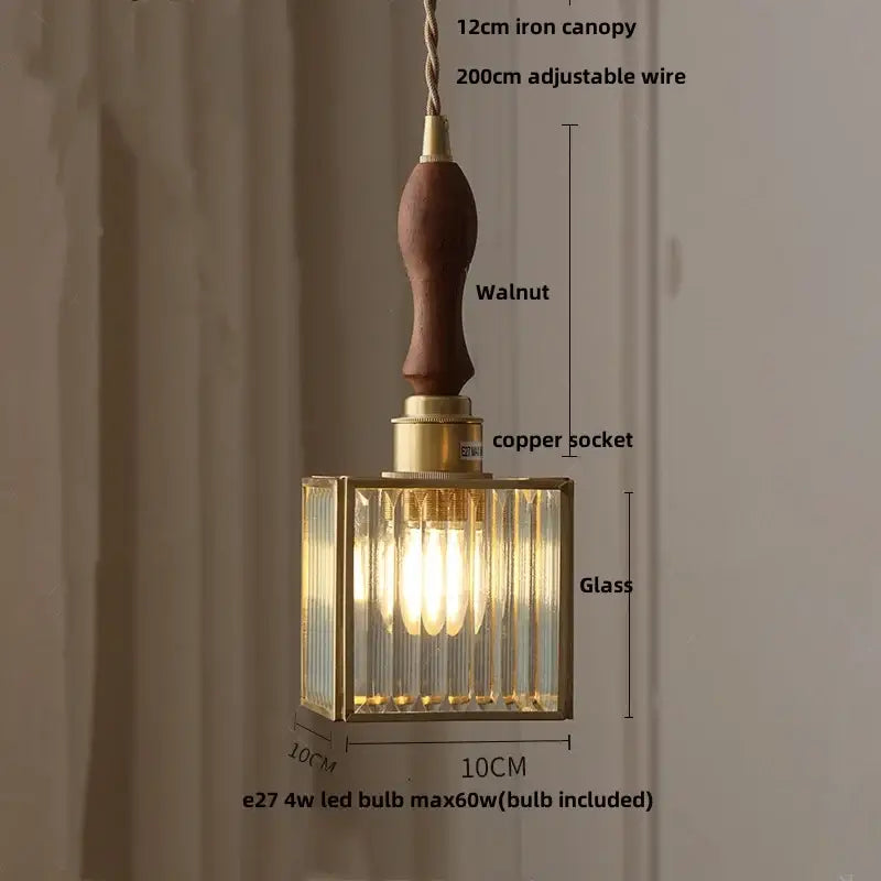 Modern teal & amber copper glass led pendant lamp dining room