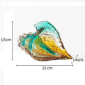 Modern teal & amber glass conch shell statue living room decor