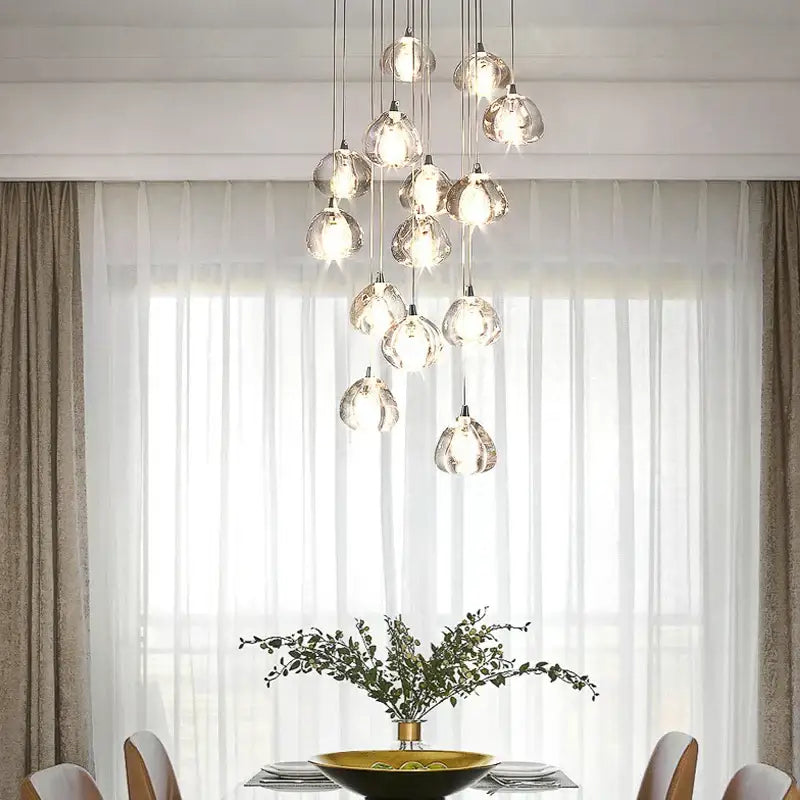 Modern teardrop crystal led chandelier living room pendant light