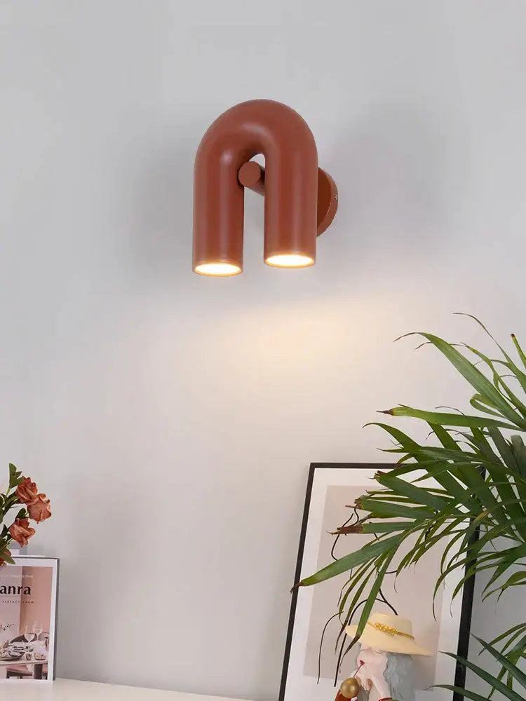 Modern terracotta led u-shaped wall lamp for living room staircase
