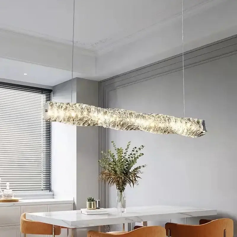 Modern textured crystal led pendant light dining room warm illumination