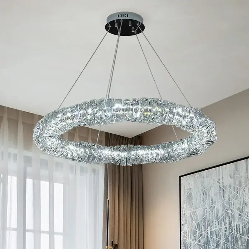 Modern textured crystal led pendant light dining room warm illumination