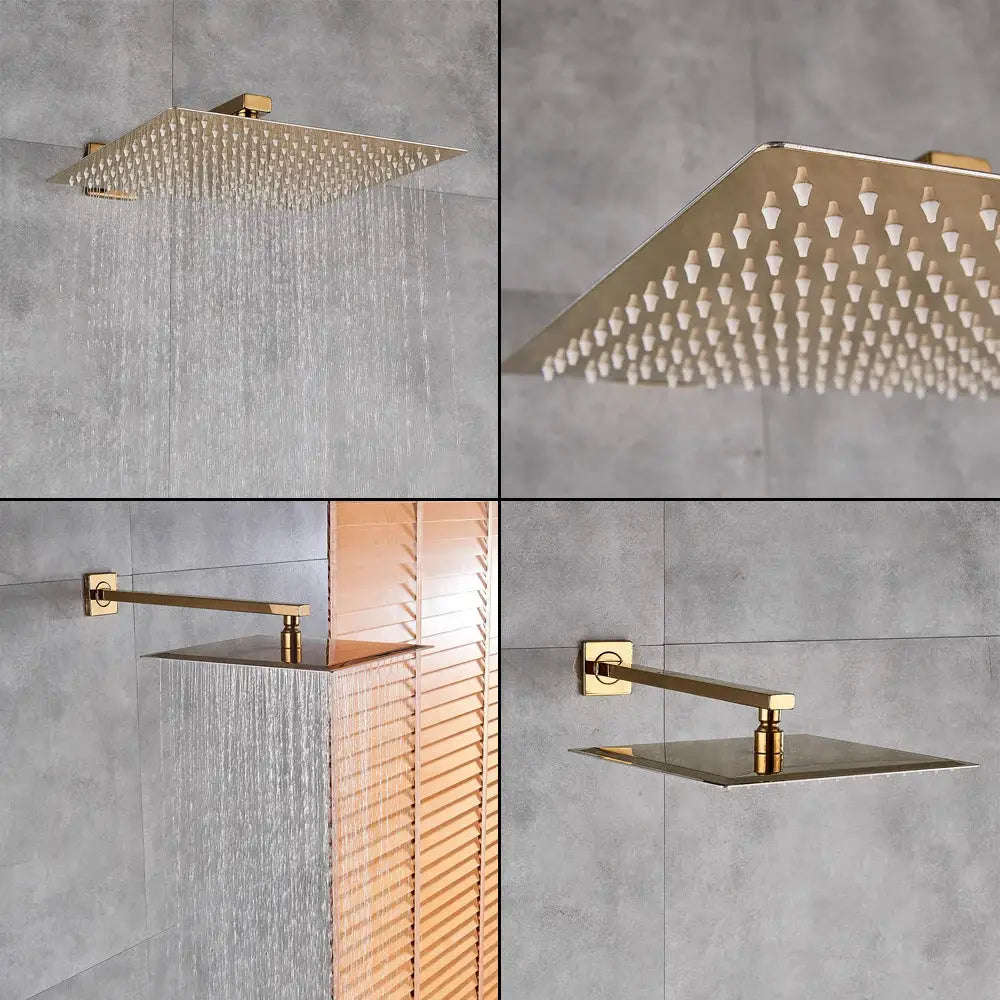 Modern textured gold rain shower set bathroom wall mounted fixtures