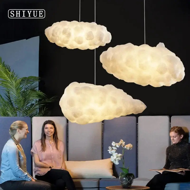 Modern textured white cloud chandelier – living room pendant light