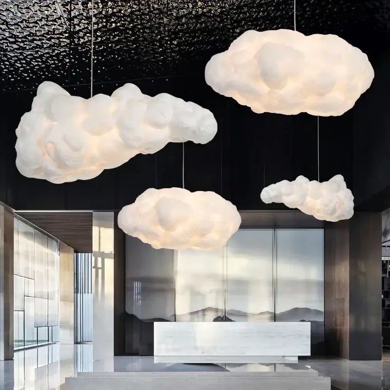 Modern textured white cloud chandelier – living room pendant light