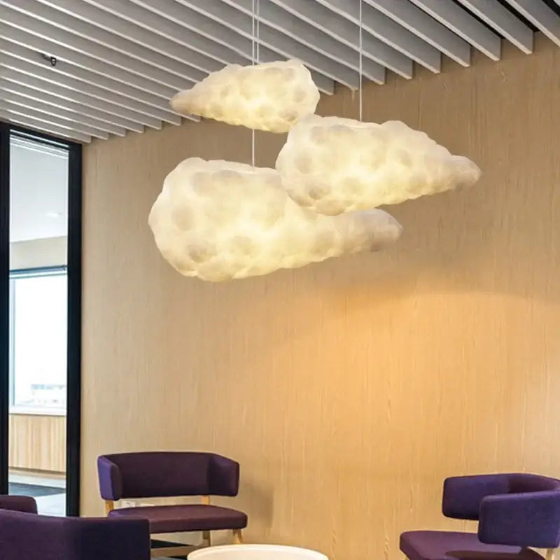 Modern textured white cloud chandelier – living room pendant light
