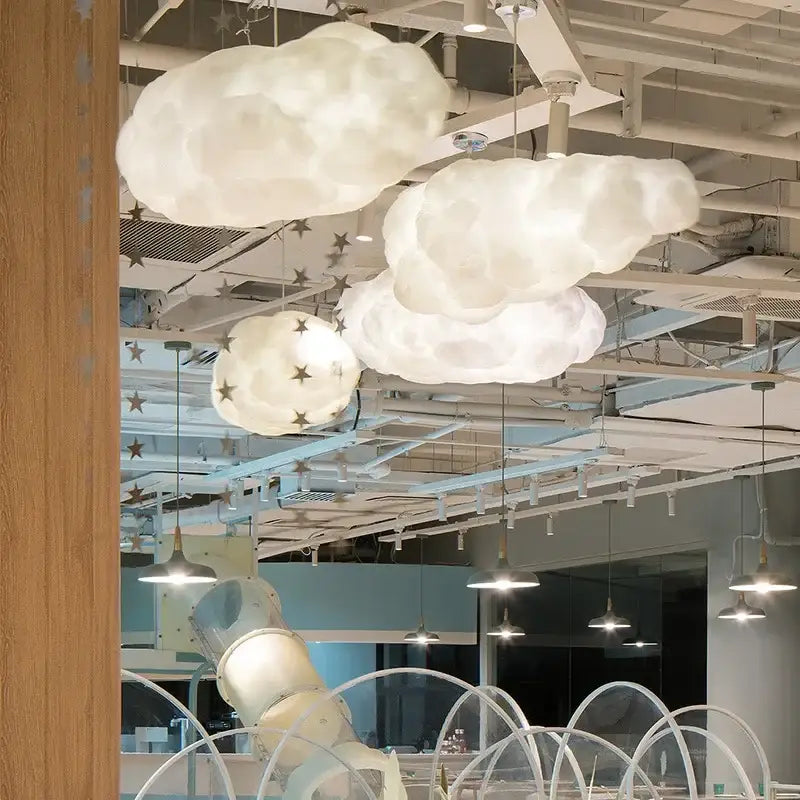 Modern textured white cloud chandelier – living room pendant light