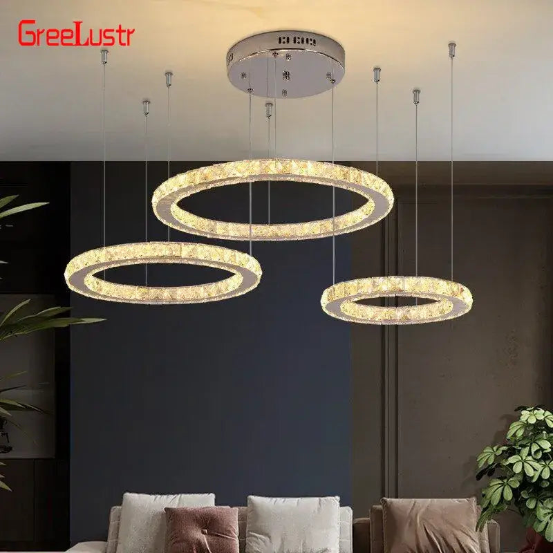 Modern three tier chrome decorbites crystal led chandelier living room