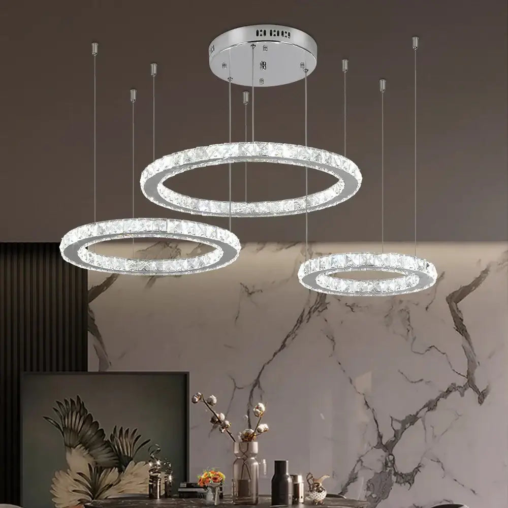 Modern three tier chrome decorbites crystal led chandelier living room
