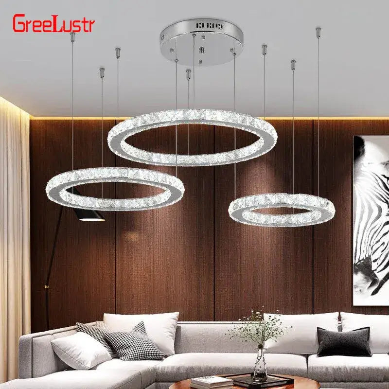Modern three tier chrome decorbites crystal led chandelier living room