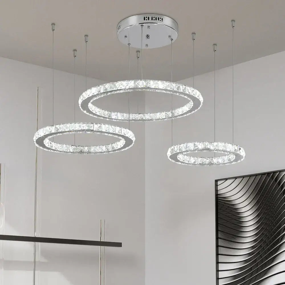 Modern three tier chrome decorbites crystal led chandelier living room