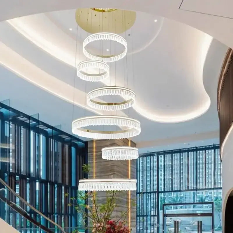 Modern three tier gold crystal led chandelier dining room light