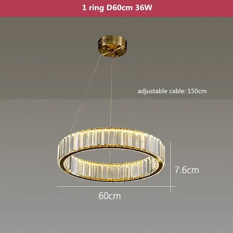 Modern three tier gold crystal led chandelier foyer pendant light