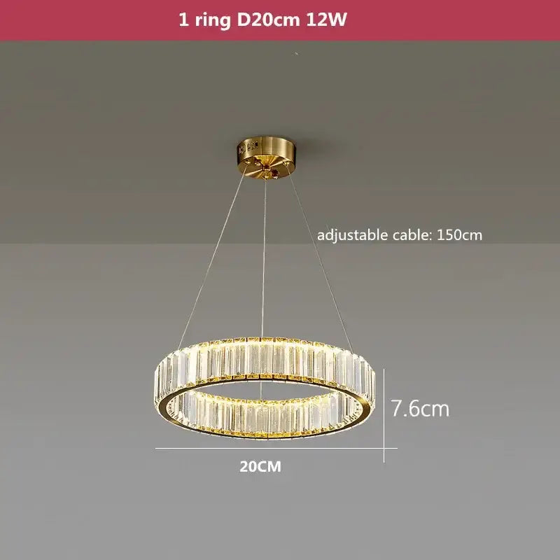 Modern three tier gold crystal led chandelier foyer pendant light