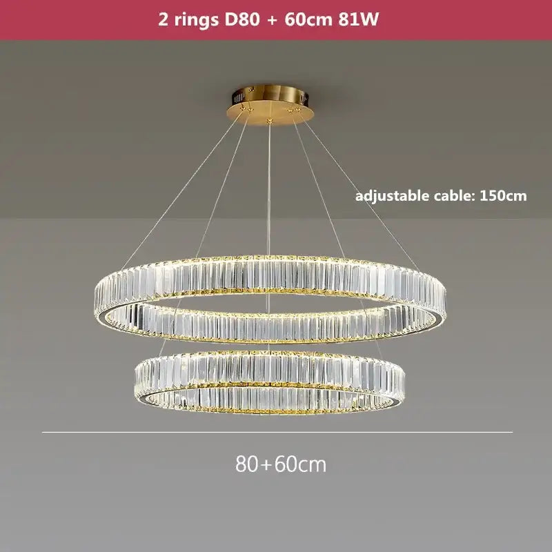 Modern three tier gold crystal led chandelier foyer pendant light