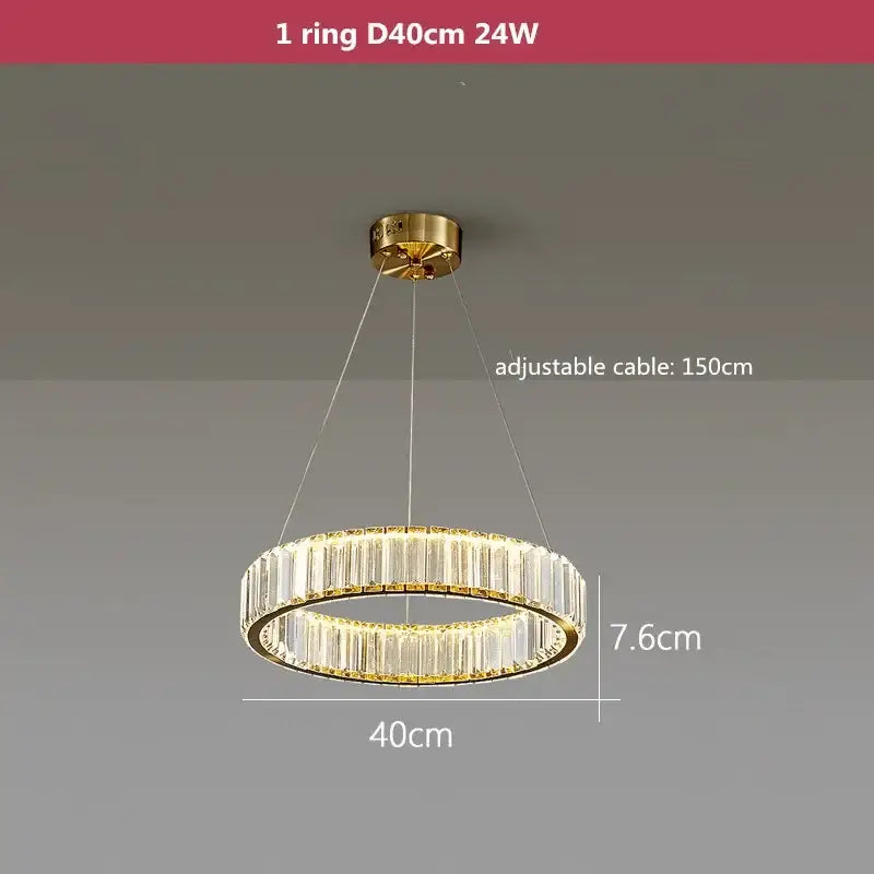 Modern three tier gold crystal led chandelier foyer pendant light