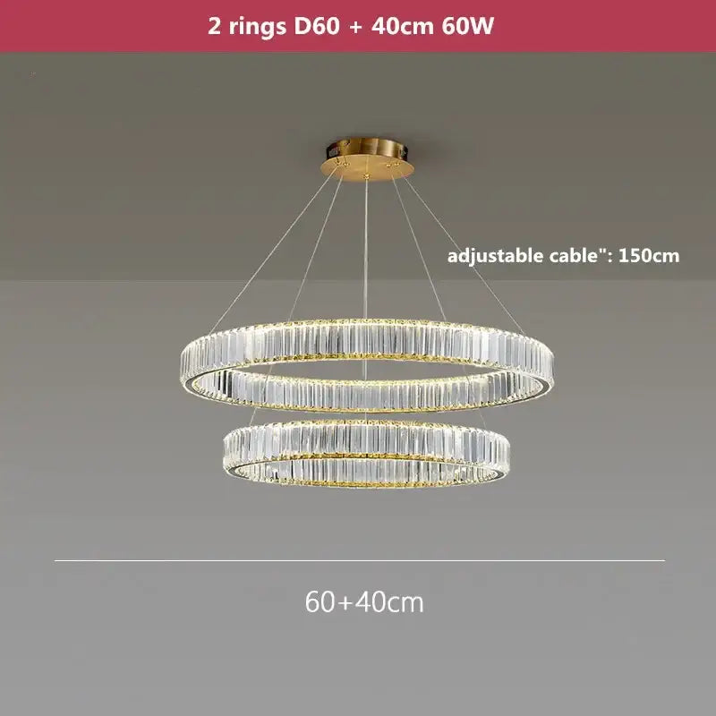 Modern three tier gold crystal led chandelier foyer pendant light