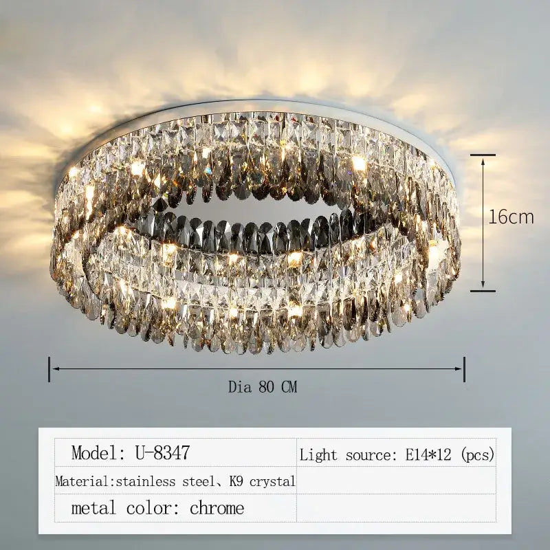 Modern tiered decorbites crystal chrome ceiling lamp for living room