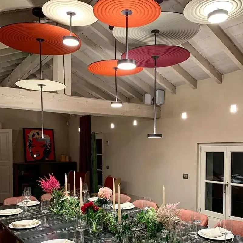 Modern tiered maroon and teal dimmable cotton chandelier living room