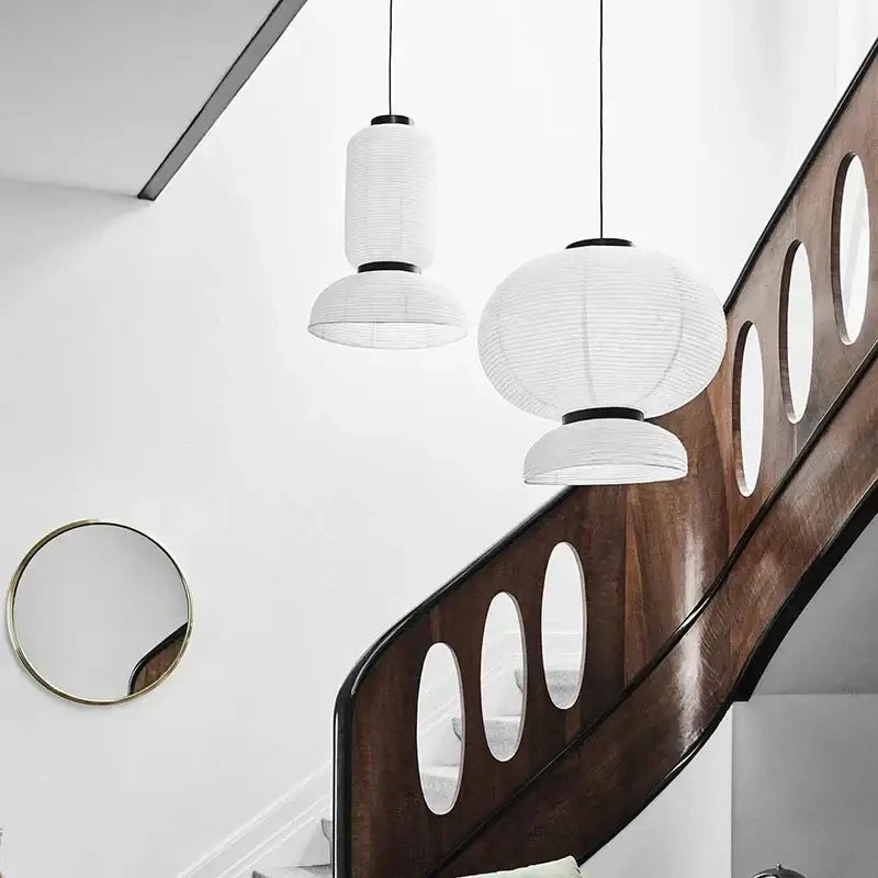 Modern tiered off-white paper pendant lights – dining room led