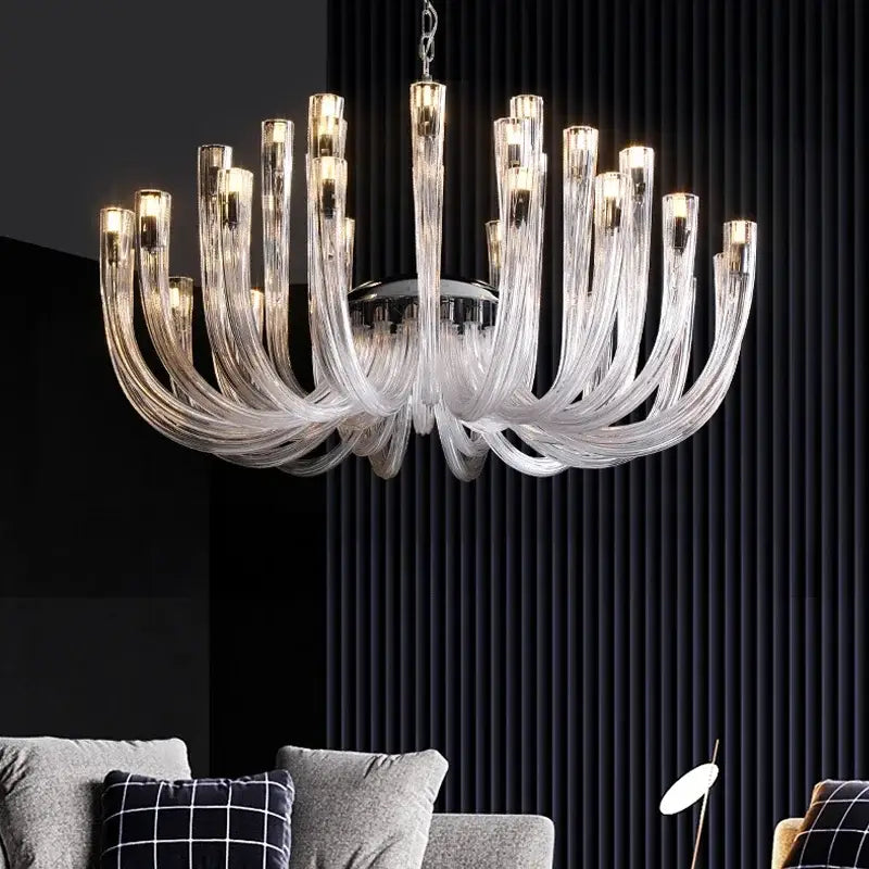 Modern transparent glass chandelier led hanging light dining room