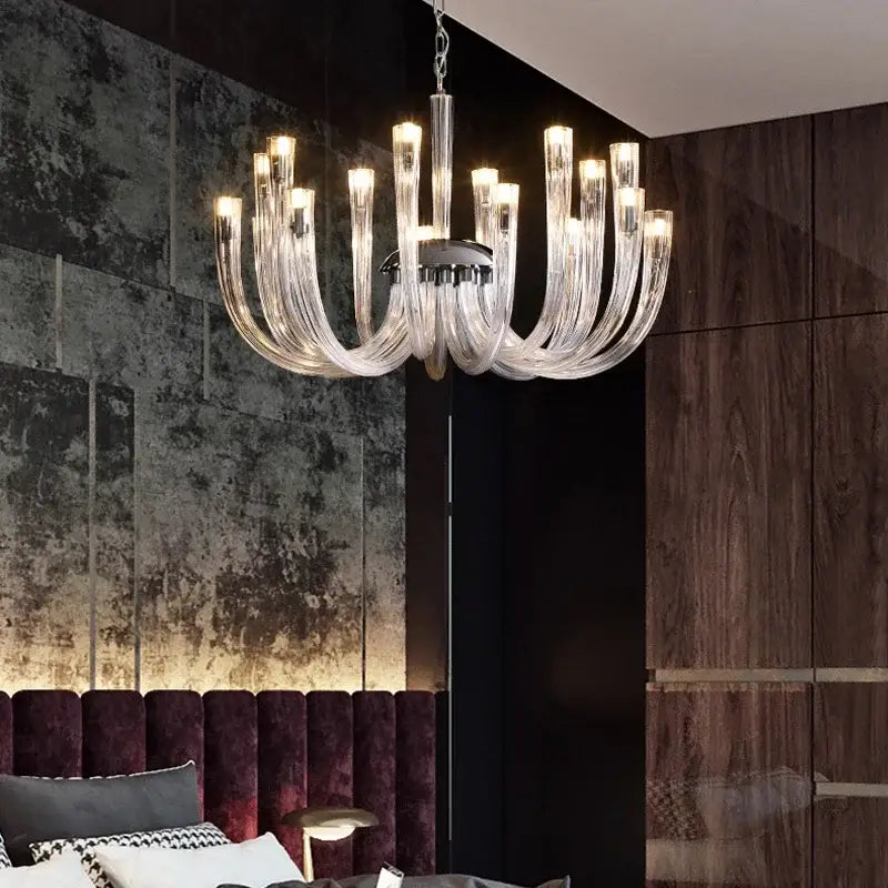 Modern transparent glass chandelier led hanging light dining room