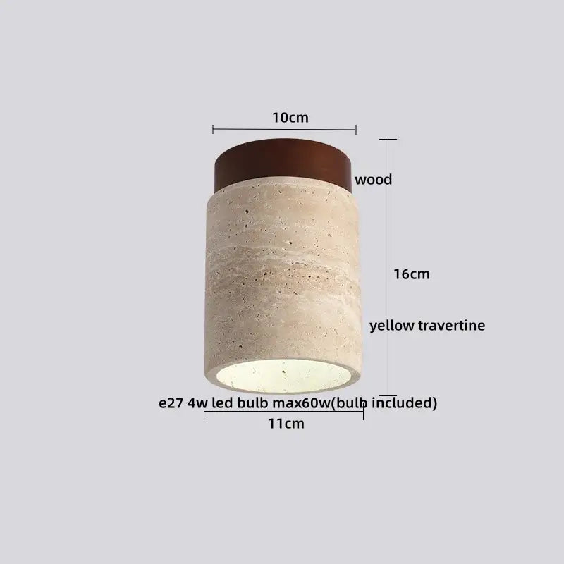 Modern travertine and walnut led ceiling lamp bedroom light
