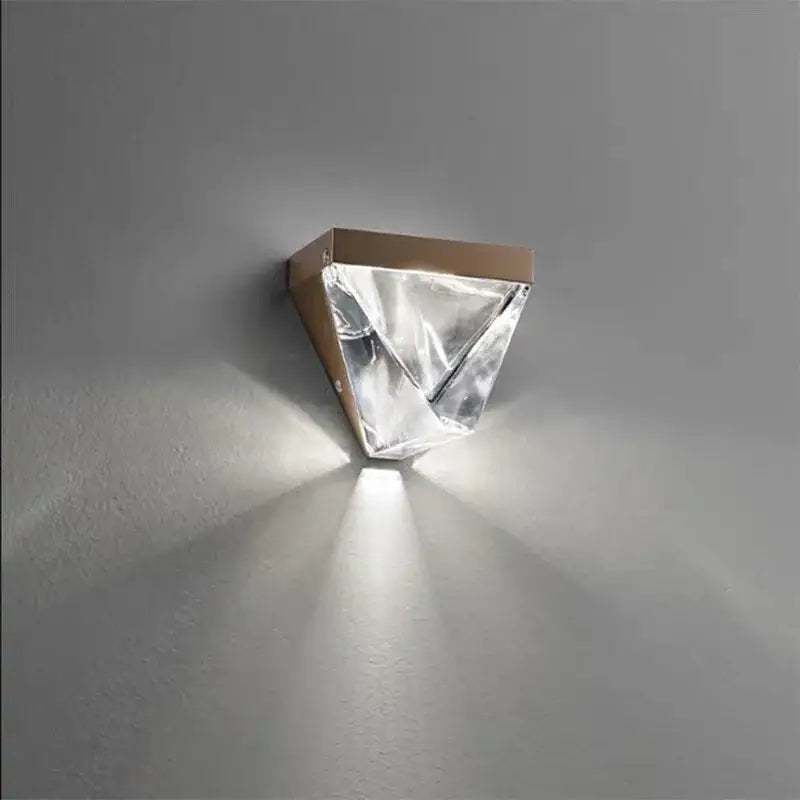 Modern triangular bronze crystal wall sconce for living room