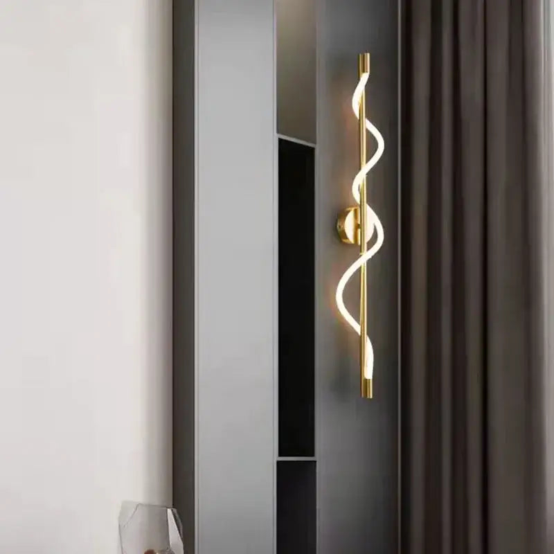 Modern twisted black dimming wall lights bedroom led sconce