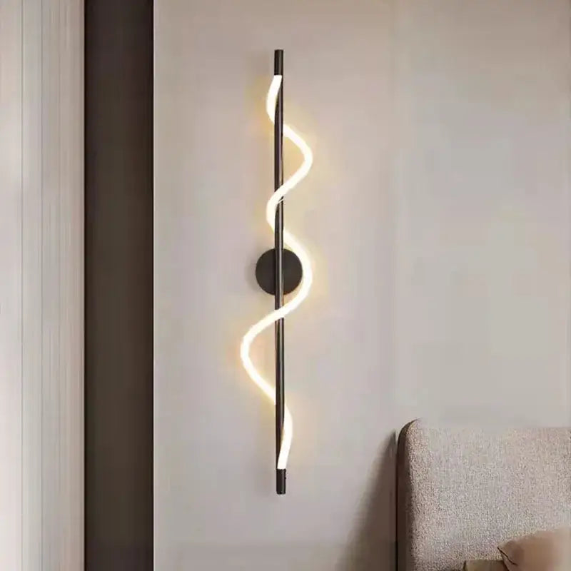 Modern twisted black dimming wall lights bedroom led sconce