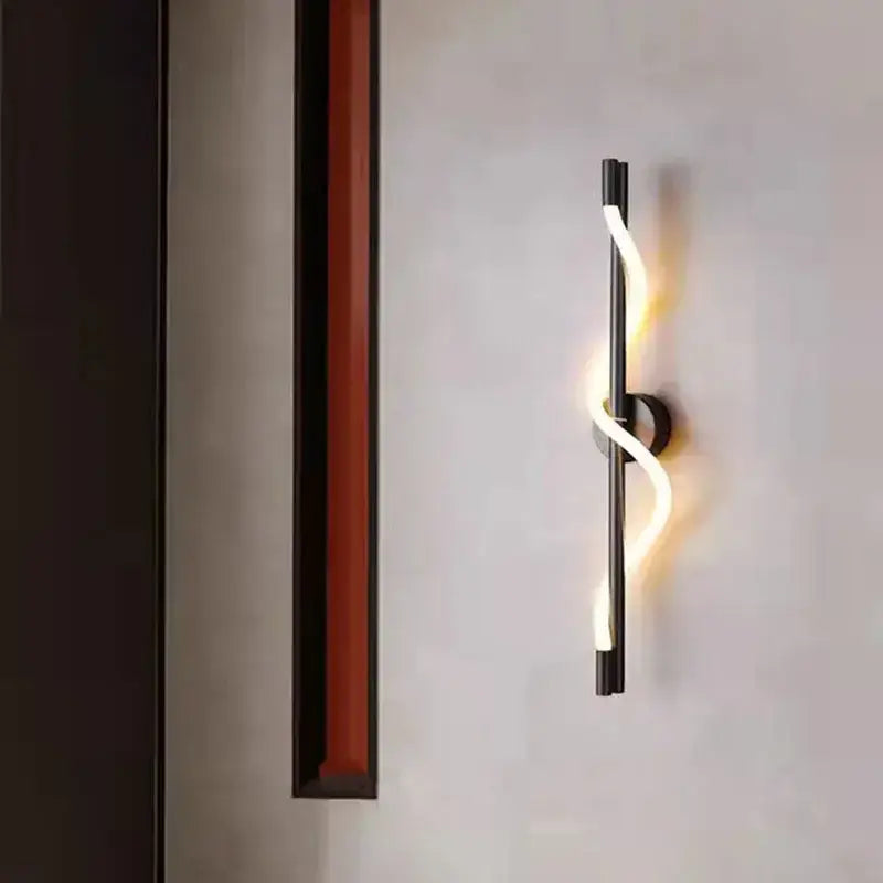 Modern twisted black dimming wall lights bedroom led sconce