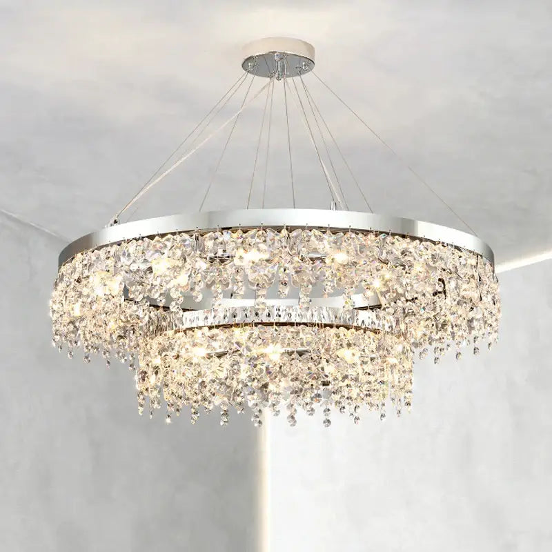 Modern two tier chrome decorbites crystal chandelier living room light