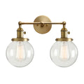 Modern vintage brass double ball heads globe wall sconce bedroom light