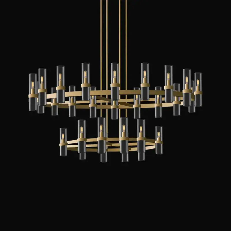 Modern vintage gold 2-layer chandelier lighting for dining room