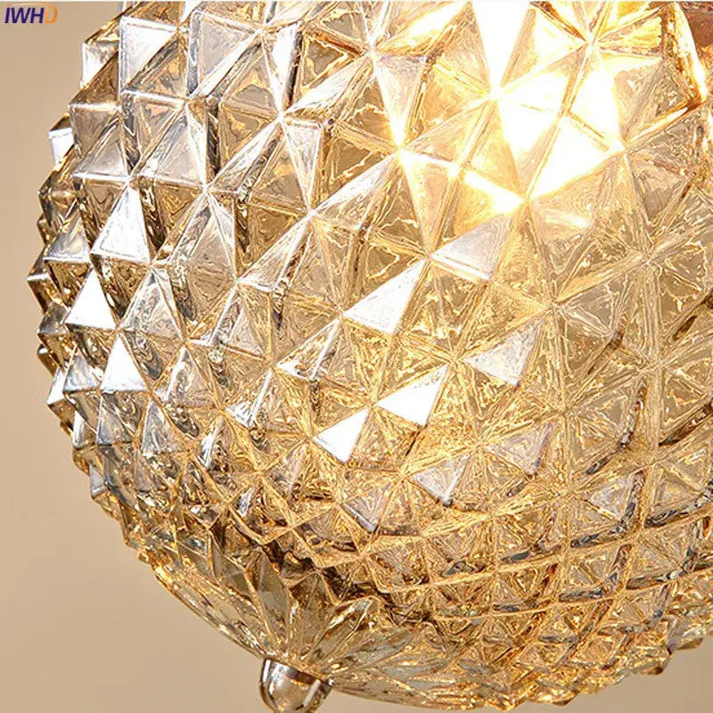 Modern vintage gold glass ball ceiling light for bedroom