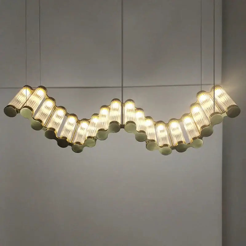Modern wave decorbites golden chandelier living room led light