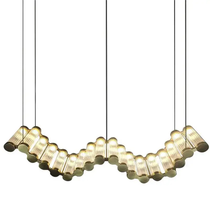 Modern wave decorbites golden chandelier living room led light