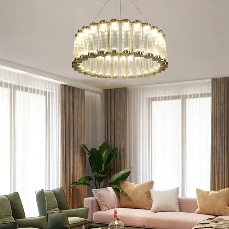 Modern wave decorbites golden chandelier living room led light