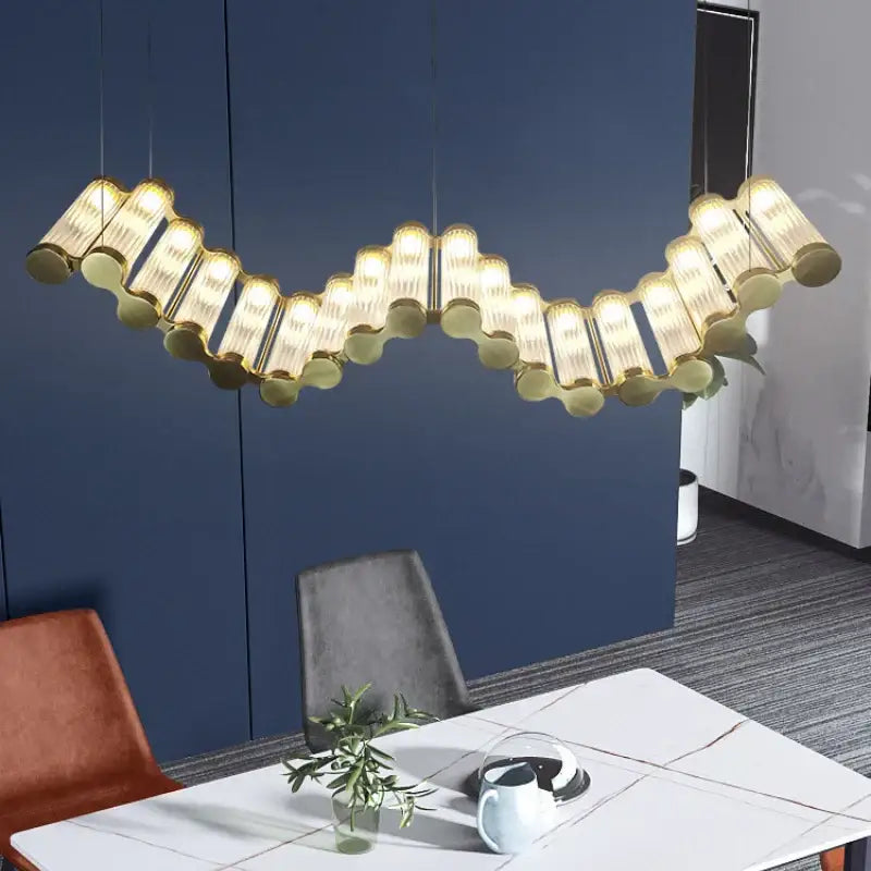 Modern wave decorbites golden chandelier living room led light