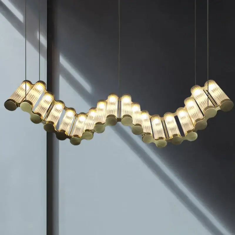Modern wave decorbites golden chandelier living room led light