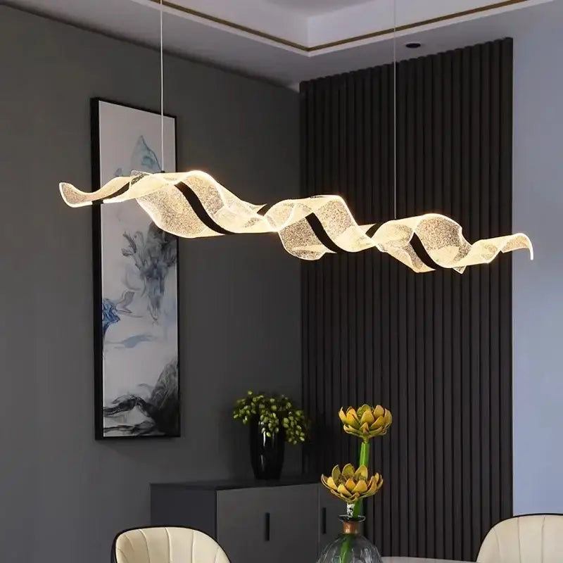 Modern wave glass elegant led pendant chandelier for dining room