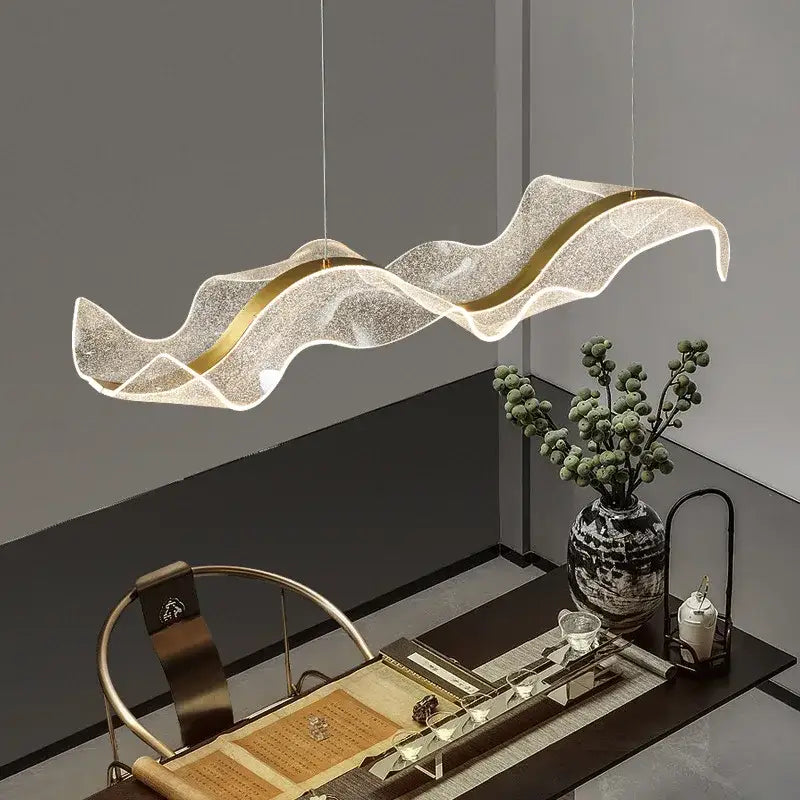 Modern wave gold acrylic led pendant lamp dining room