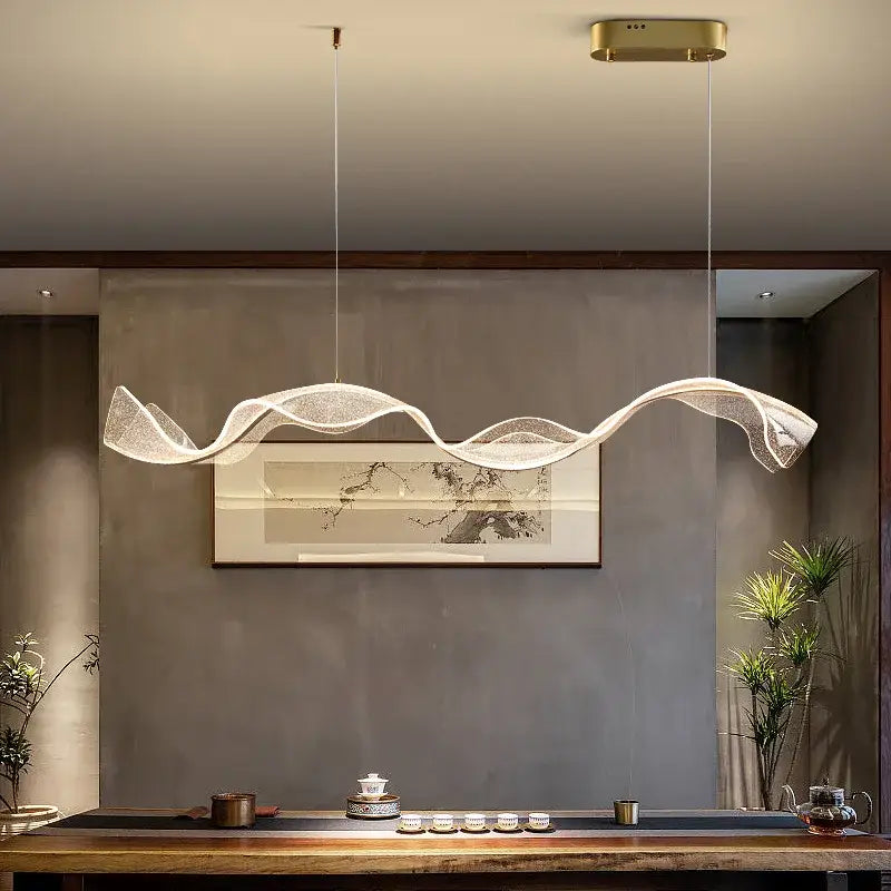 Modern wave gold acrylic led pendant light dining room