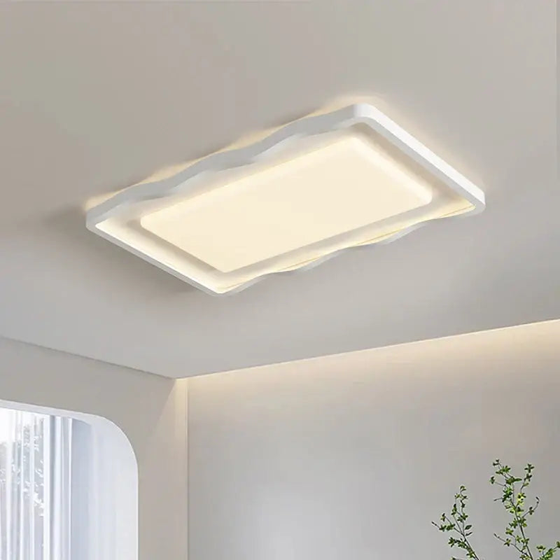 Modern wavy white cream style led ceiling lamp for living room