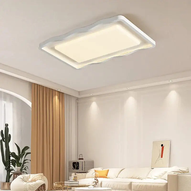 Modern wavy white cream style led ceiling lamp for living room