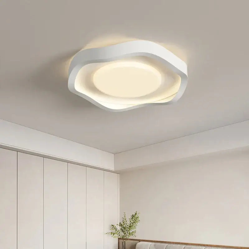 Modern wavy white cream style led ceiling lamp for living room