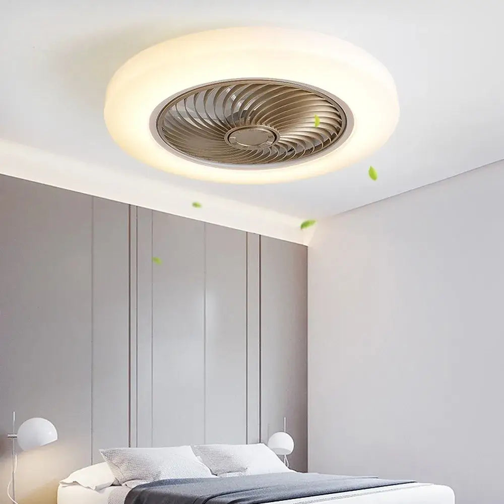 Modern white 52cm smart ceiling fan with remote control bedroom light